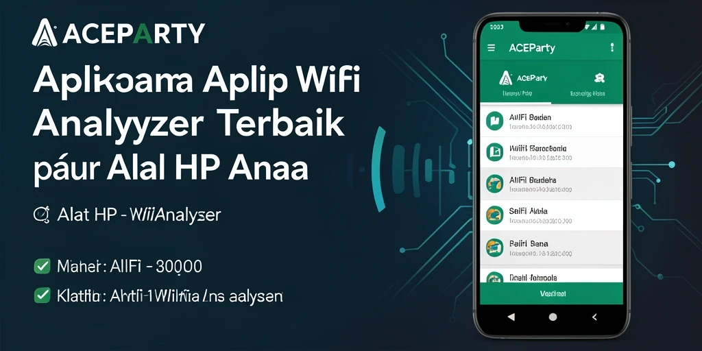 Screenshot antarmuka ACEPARTY menampilkan analisis jaringan WiFi yang lengkap.