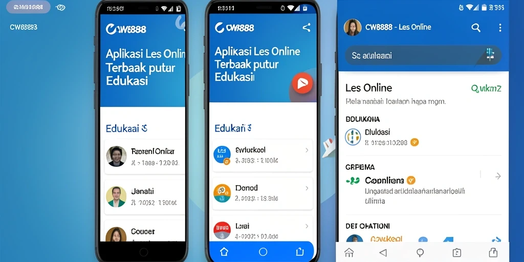 Screenshot antarmuka CW8888 menampilkan fitur Les Online yang interaktif.