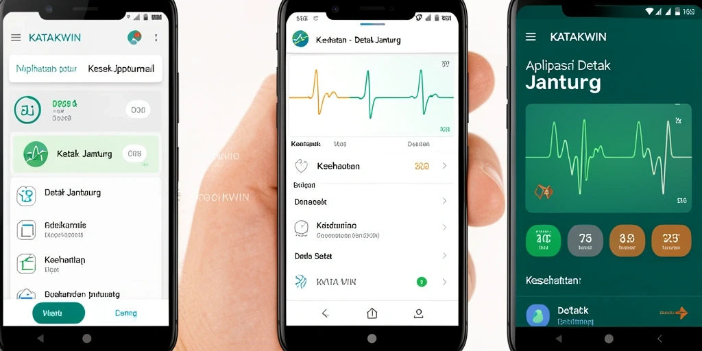 Tampilan antarmuka utama KATAKWIN menampilkan data detak jantung.