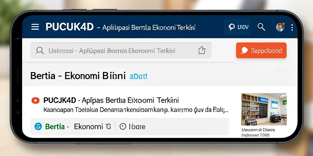 Antarmuka PUCUK4D menampilkan berita Ekonomi dan Bisnis secara menarik.