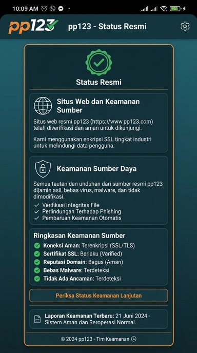 Tampilan kanal resmi pp123